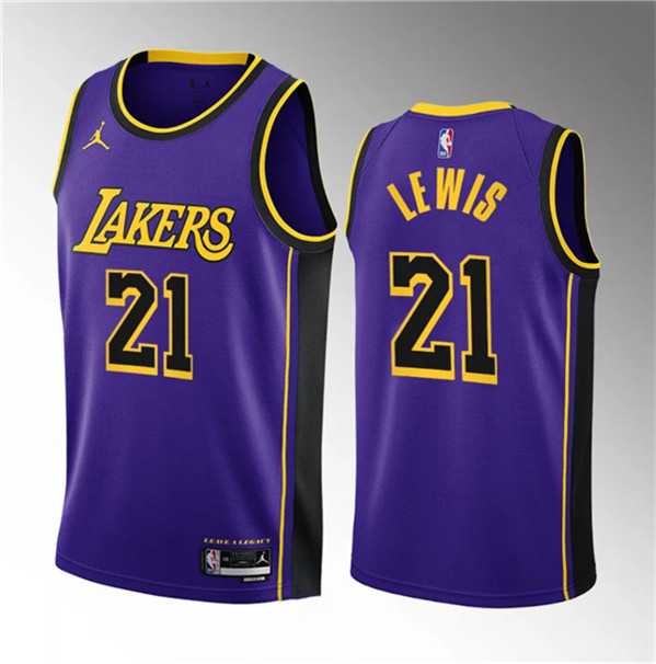 Mens Los Angeles Lakers #21 Maxwell Lewis Purple 2023 Draft Statement Edition Stitched Basketball Jersey Dzhi